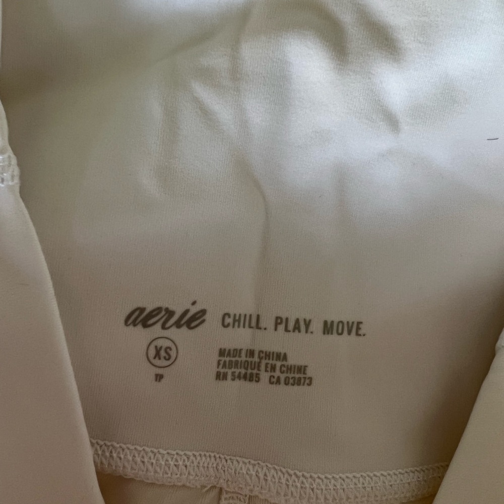 Aerie white bike shorts with mesh detail
